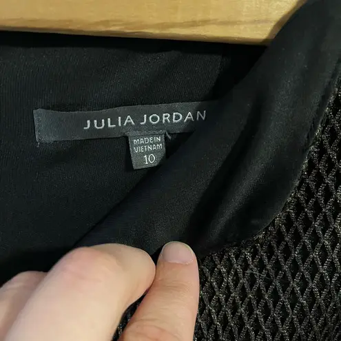 Julia Jordan black and gold split neck flare skater dress. Size 10.