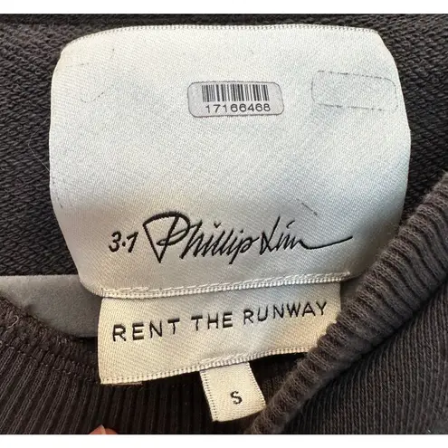 3.1 Phillip Lim Gray Crop Sweatshirt SMALL Whimsigoth Tie Sleeves Designer $300