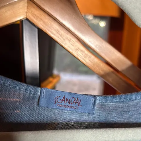 Scandal Made In Italy Blue Long Sleeve to 3/4 Sleeve Tunic Dress Teal Size Small