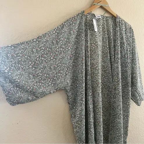 Sonoma  Kimono Womens Sage free Dainty Floral Belted Robe Floral 0/S One Size NWT