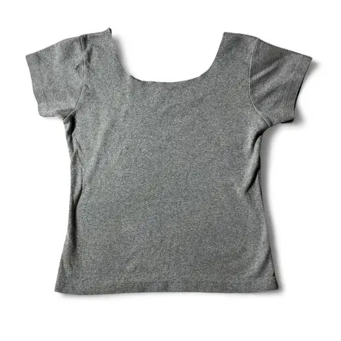 Gray First Lady Short Sleeve Scoop Neck Top Tee Basic Casual