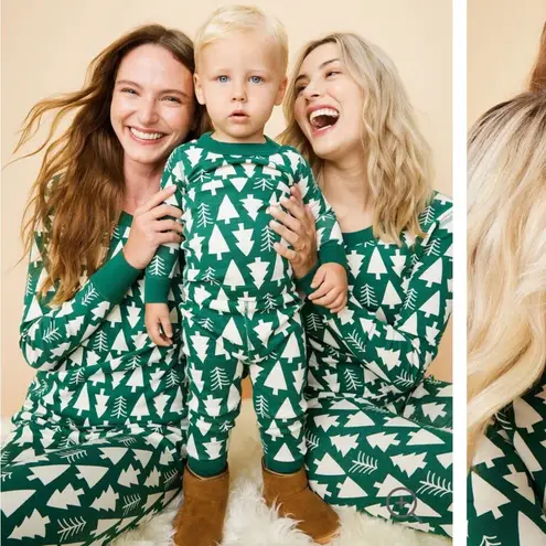 Hanna Anderson Winter Green Tree Matching Holiday Pajama Set Size XS