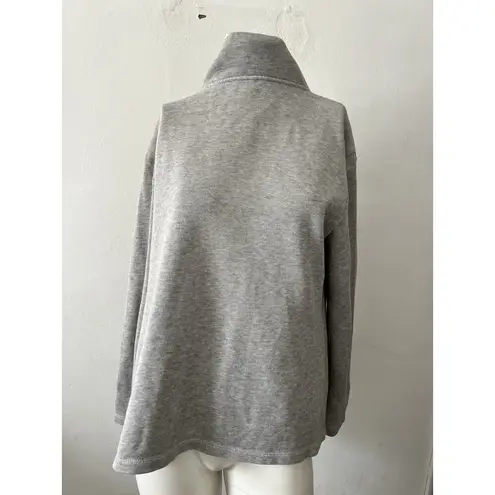 Laura Scott Medium Cotton Gray Mock Neck Zipper Pull On Sweater w/pockets