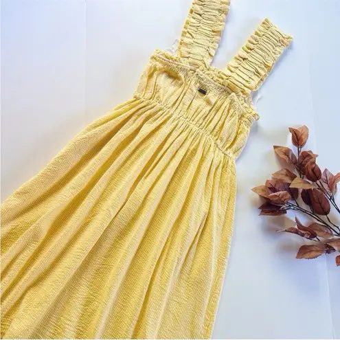 Barbour Abbey Gingham Midi Dress Yellow Cotton Straps