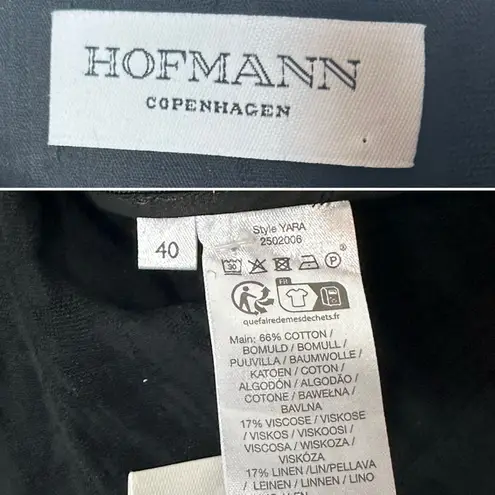 Hofmann Copenhagen Yara Linen Scalloped Blouse Black NWT Size 40 Medium