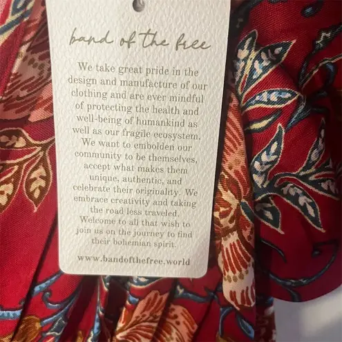 Band Of The Free Abilene V Neck Floral Maxi Dress BoHo Sz Small NWT Red