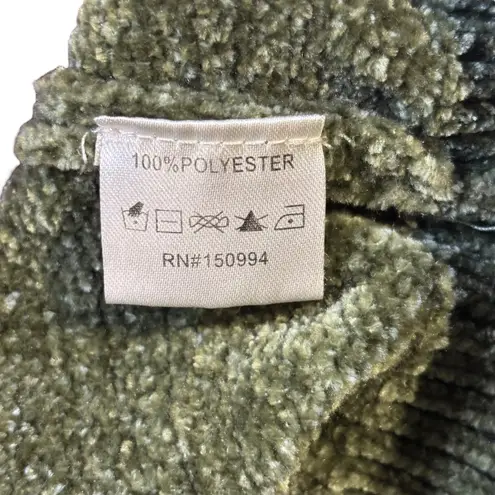 Olive Green Nikka K Chenille Knit V Neck Drawstring Hooded Crop Pullover Hoodie Size M