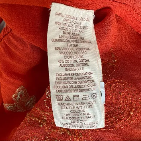 Free People  Ooh La La Sequin Embroidered Blouse Orange Gold size small