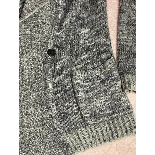 Gap  Marled Gray Shawl Collar Open Front Cardigan Sweater Size M Cozy Knit I0188