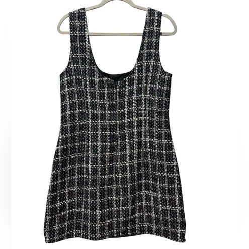 LULU’S Tweed the Way Mini Navy Blue Plaid Mini Dress Size L Classic Chic Flirty White Size L