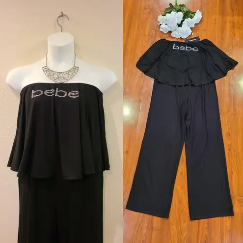 Bebe  Logo Strapless Pants Romper Large - Image 7