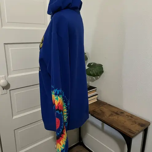 Blue Hoodie with Love at First Sight Graphic Vintage Sweater Tyedye sz Large