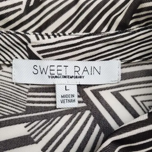 Sweet Rain Young Contemporary Top Womens Large Elastic Blouse Sheer Long Sleeve