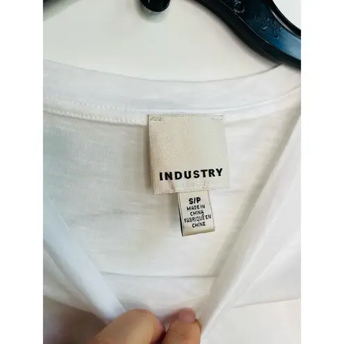 INDUSTRY White Ruffle Sleeves Short Sleeves 100% Pima Cotton TShirt Size Small