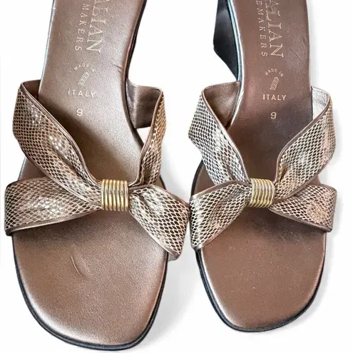 Italian Shoemakers Snakeskin Gold Wedge Sandal Size 9