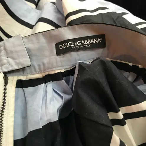 Dolce & Gabbana BLUE/WHITE STRIPED MIDI SKIRT