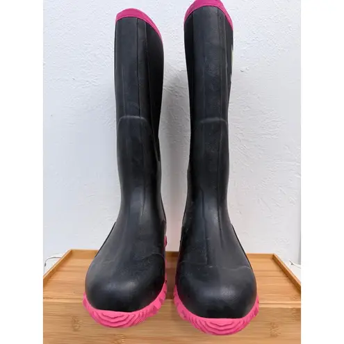 TideWe Women's Waterproof Neoprene Rubber Boots Black Pink Size 7