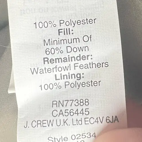 J.Crew  Olive Quilted Jacket with Gold Zippers