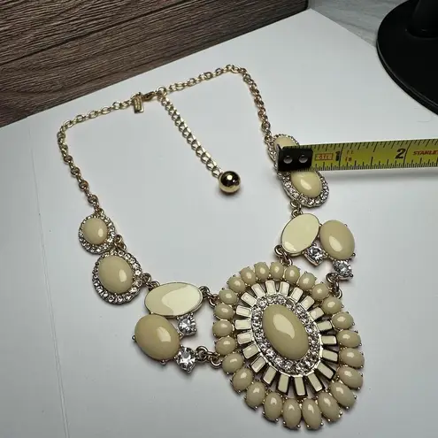 Kate Spade Capri Garden Bib Statement Cream Rhinestone & Enamel Necklace Gold