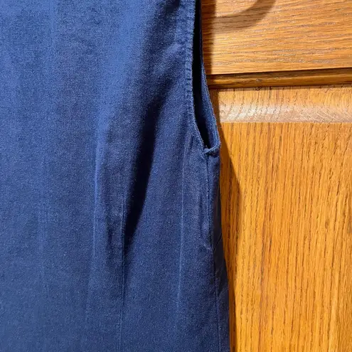 Sail To Sable 100% Linen Navy & White Mini Length Shift Dress - Size Small