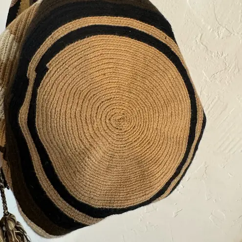 WAYUU TRIBE BAG PURSE BROWN BLACK ZIG ZAG WOVEN HANDMADE EUC