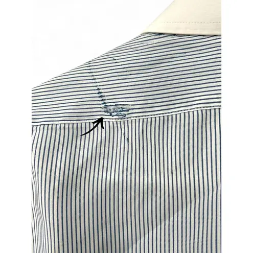 VINTAGE Oscar De La Renta M Oversized Men Stripped Horizontal Button Up Shirt Blue Size M