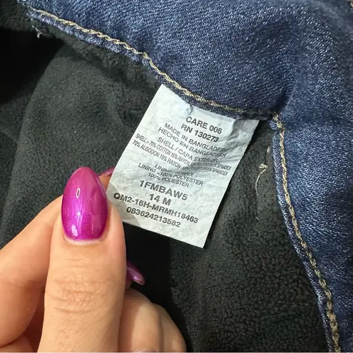 Riders By Lee Mid Rise Boot Cut Fleece Lined Dark Wash Jeans Size 14