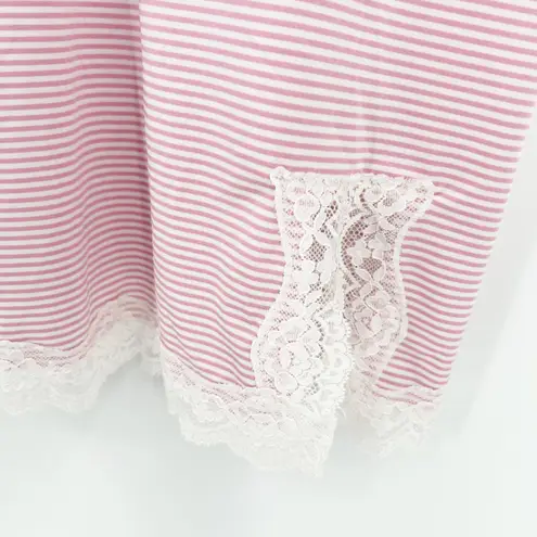 Laura Ashley Womens Coquette Y2K Striped Lace Trim Chemise Babydoll Slip Dress L