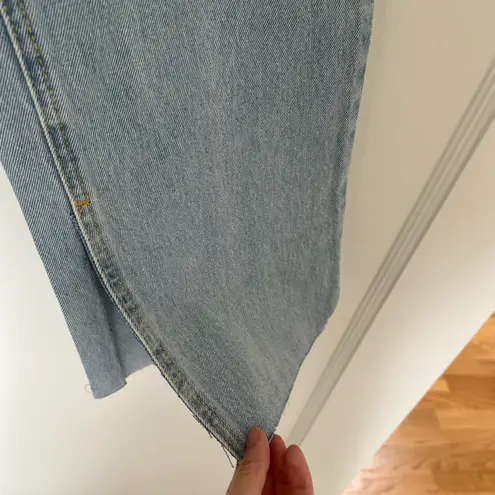 Avec Les Filles RIPPED JEANS SLIT HEM Raw Hem Wide Leg Jeans Light Wash NWT