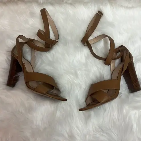 Club Monaco  tan leather wrap heels Size6.5  A21