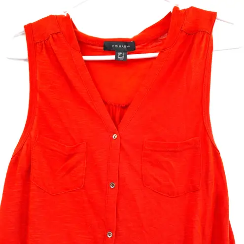 Primark  size‎ 2 red button front sleeveless shirt tank top pockets blouse