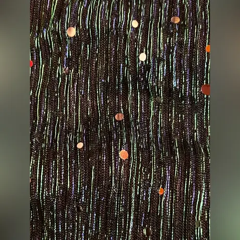 Bloomchic Sequin Mesh Lantern Sleeve Wrap Belted Striped Blouse nwot Blue Size 12