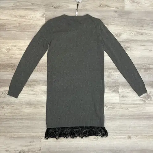 BCBGeneration NWT  Heather Gray Long Sleeve Round Neck Sweater Dress Lace Bottom