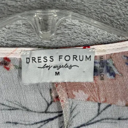 Dress Forum Shirt Floral Blouse Patchwork Long Sleeve Tie Front Top Size M