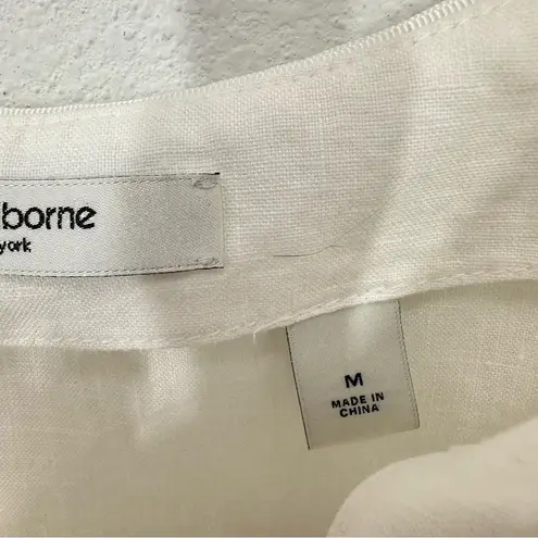 Liz Claiborne  White Buttoned‎ Linen Scoop Neck Tank Size Med