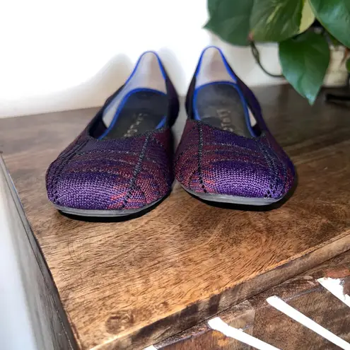 Rothys The Point Flats Purple Plaid Knit Comfort Ballet Core Shoes Size 11.5