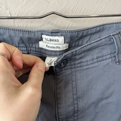 LL Bean Khaki Pants Women's Size 14 Petite Classic Fit Blue Flat Front Loose Gray