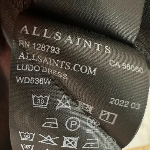 All Saints Ludo Black Cut Out Open Back Halter Linen Blend Midi Dress Size US 8