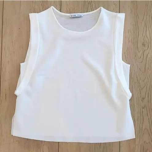 ZARA  New Collection White Sheer Back Tank Top