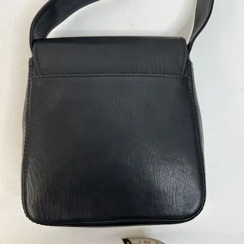 Vintage Bag Black Leather Crossbody Silver Heart Concho Adjustable Strap READ - Image 7