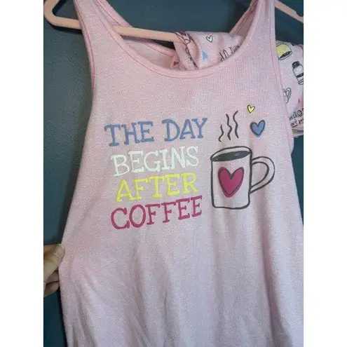 secret treasures Pajama Set Size M Top Large Bottom Coffee Tank Top Shorts Pink