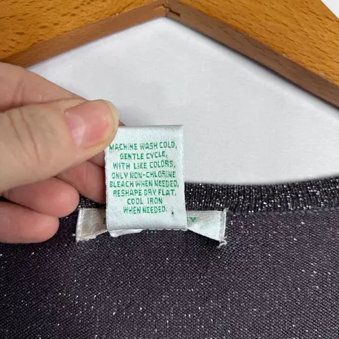 Laura Ashley Gray Metallic Sparkle Shiny Scoop Neck Dressy Blouse Size Small