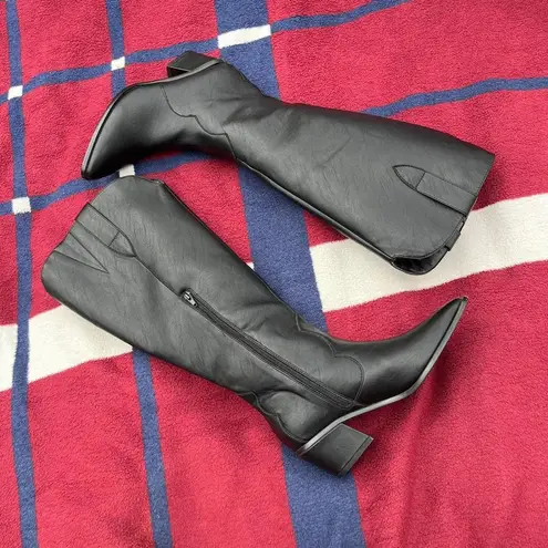 Fashion to figure  tall black faux leather extra wide calf knee high boots