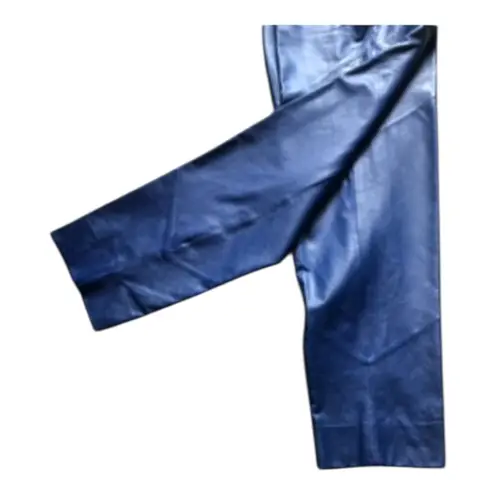 Vintage SMALBY Royal Blue Leather Pants Trousers Made in Italy Women's Sz 42 EU