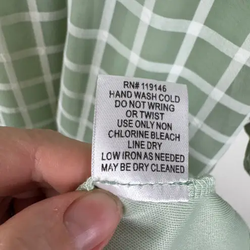 JODIFL Green Windowpane Midi Dress Medium Tiered Plaid Casual Flowy Cottagecore