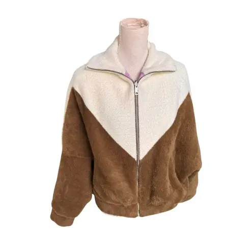 Essentiel Antwerp Graduation Jacket Ecru and brown reversible bomber jacket XS