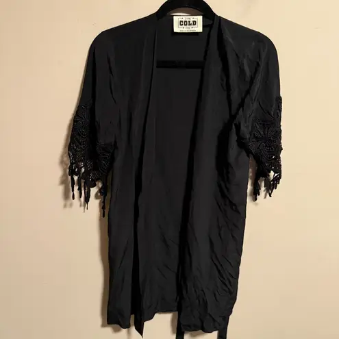 Stone Cold Fox 100% Silk Lace Robe Black Dress- One Size