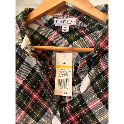 kim rogers  Petite Medium Plaid Shirt NWT