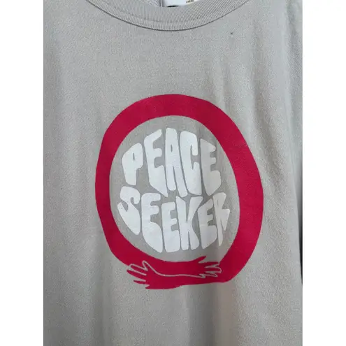 Seek Discomfort Peace Seeker Graphic Print Pullover Crewneck Sweatshirt Gray Size L