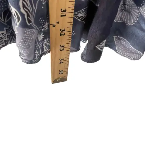 Carol Anderson Vintage 90s Medium Blue Button Leaf Pattern Maxi Skirt